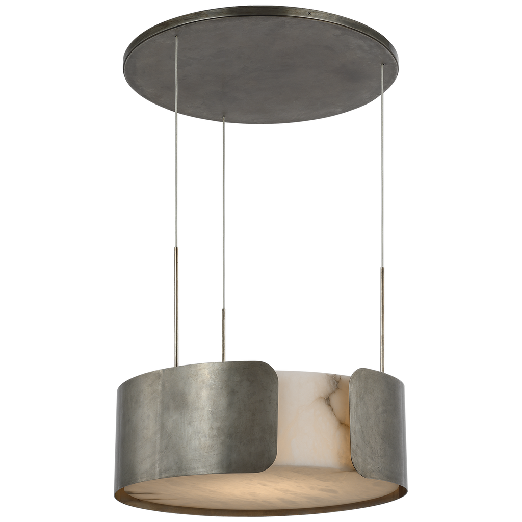 Armise 28" Drum Chandelier | Mottled Pewter | Alabaster