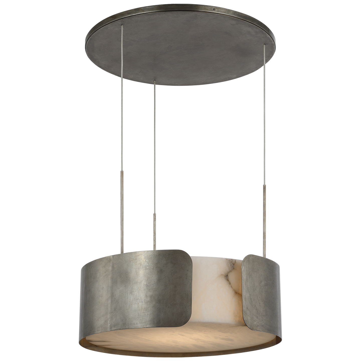 Armise 28" Drum Chandelier | Mottled Pewter | Alabaster