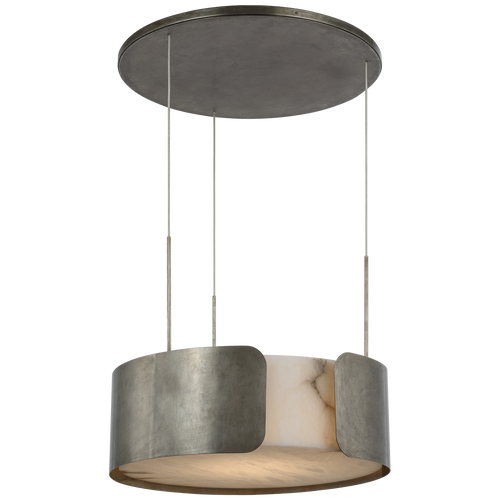 Armise 28" Drum Chandelier | Mottled Pewter | Alabaster