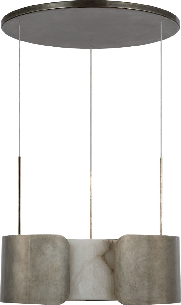 Armise 28" Drum Chandelier | Mottled Pewter | Alabaster