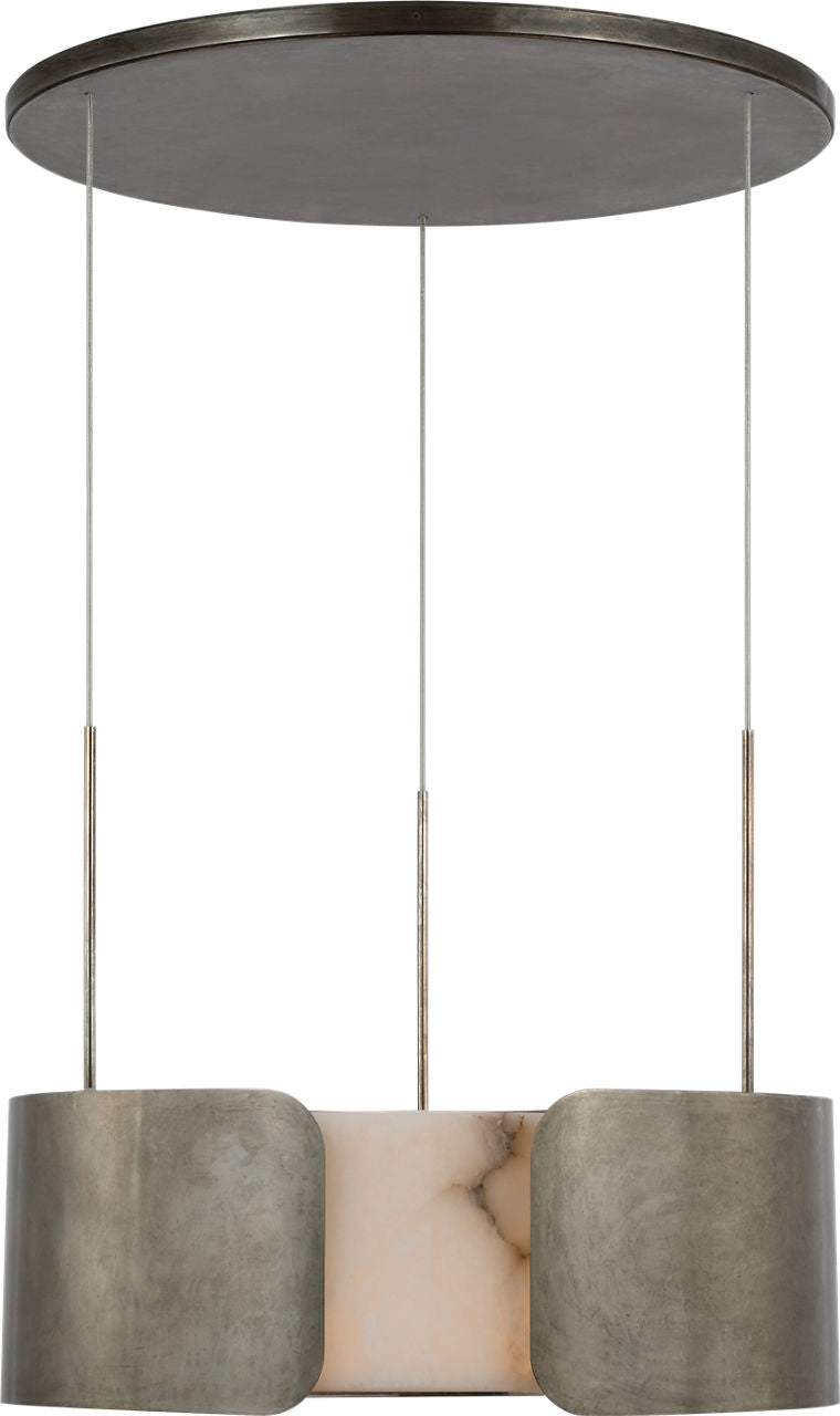 Armise 28" Drum Chandelier | Mottled Pewter | Alabaster