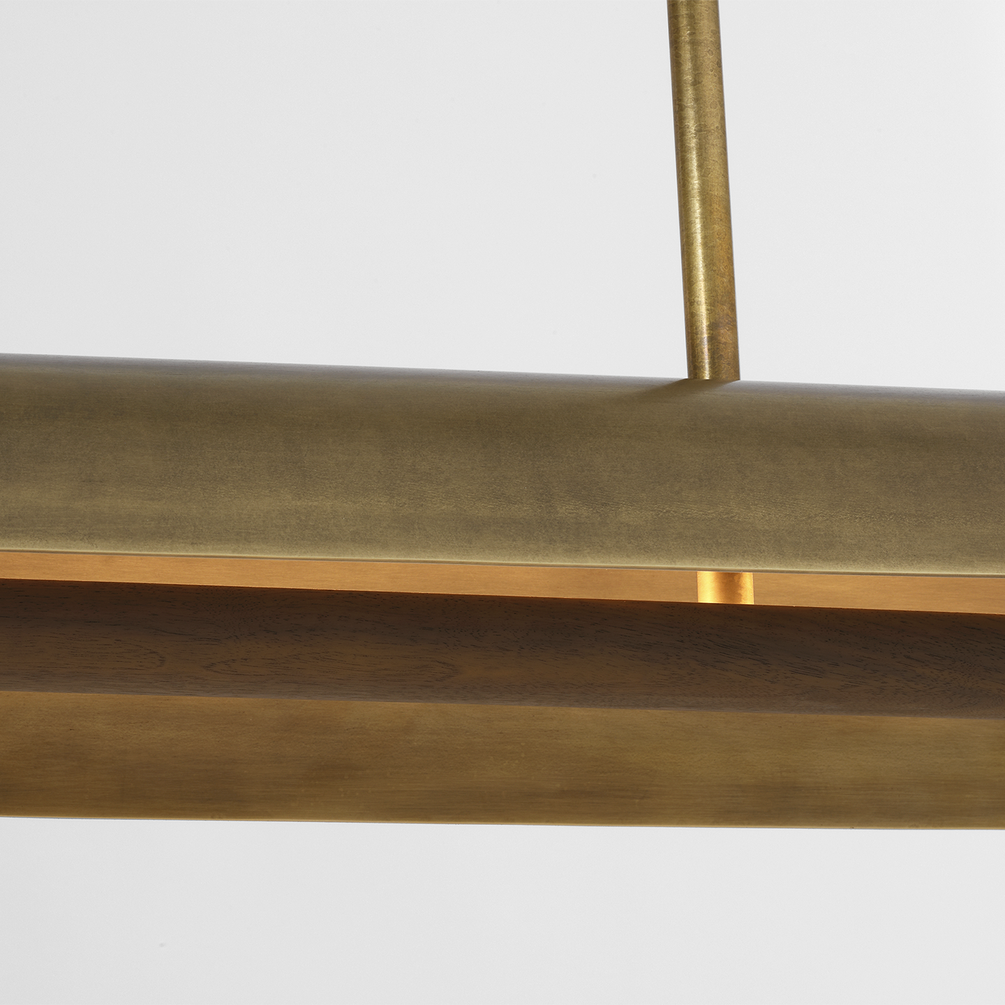 Remi 60" Linear Pendant | Mottled Brass and Warm Walnut
