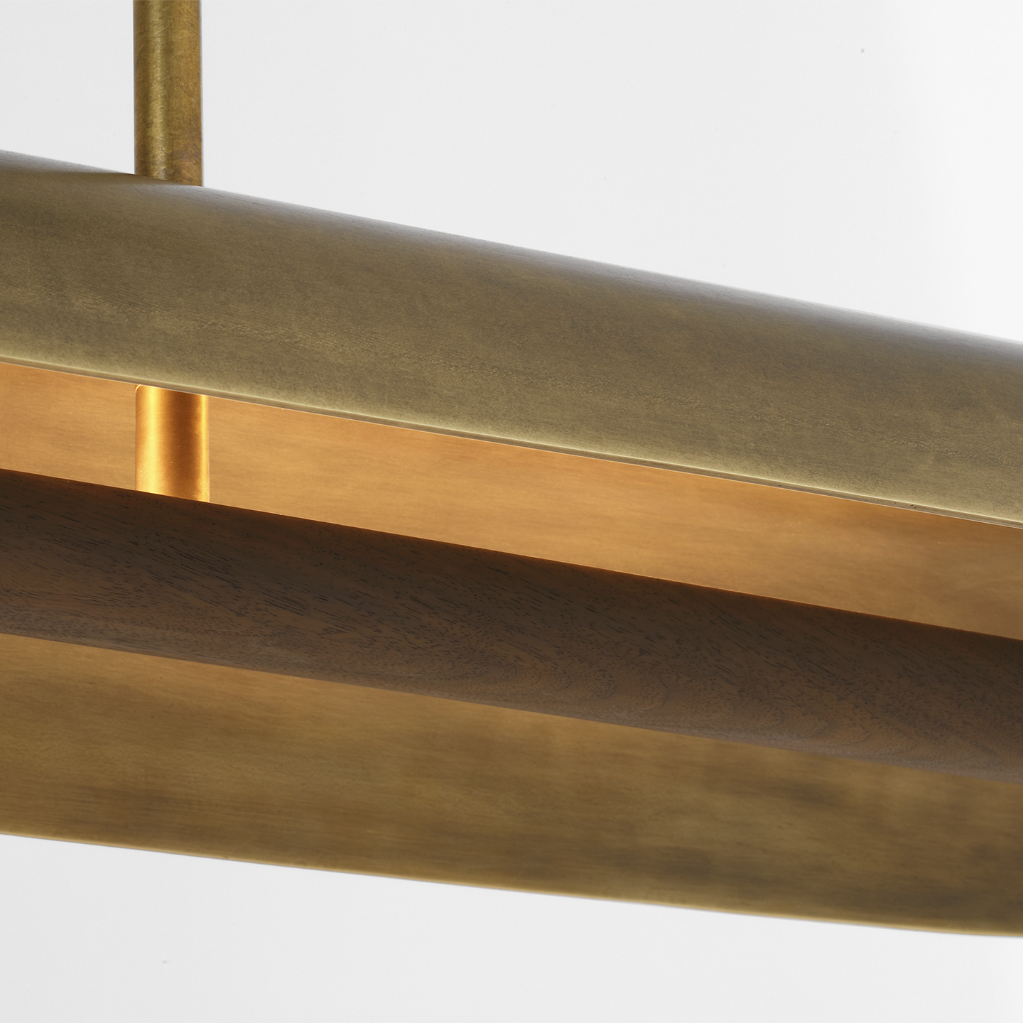 Remi 60" Linear Pendant | Mottled Brass and Warm Walnut