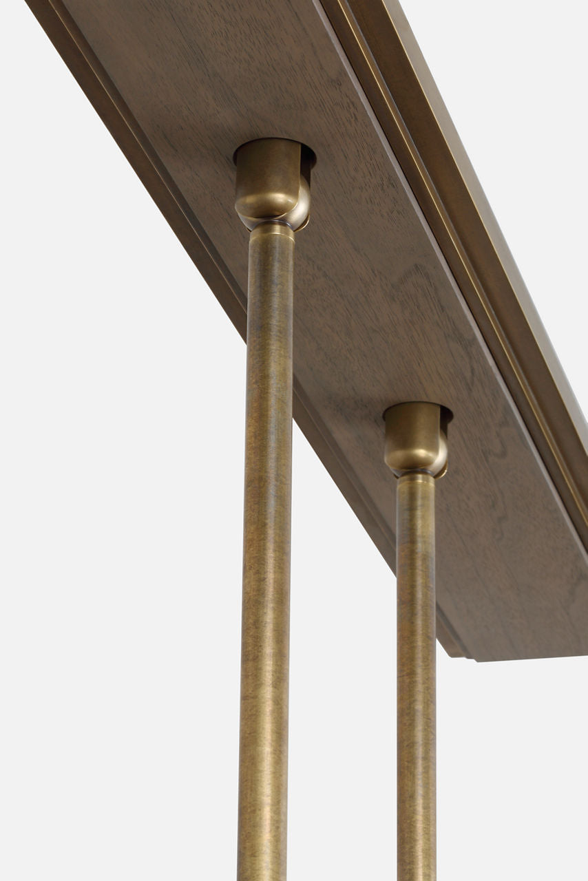 Remi 60" Linear Pendant | Mottled Brass and Warm Walnut