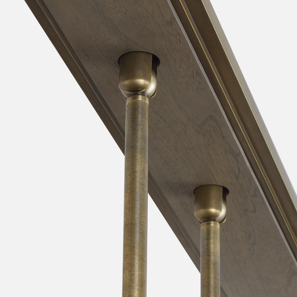Remi 60" Linear Pendant | Mottled Brass and Warm Walnut