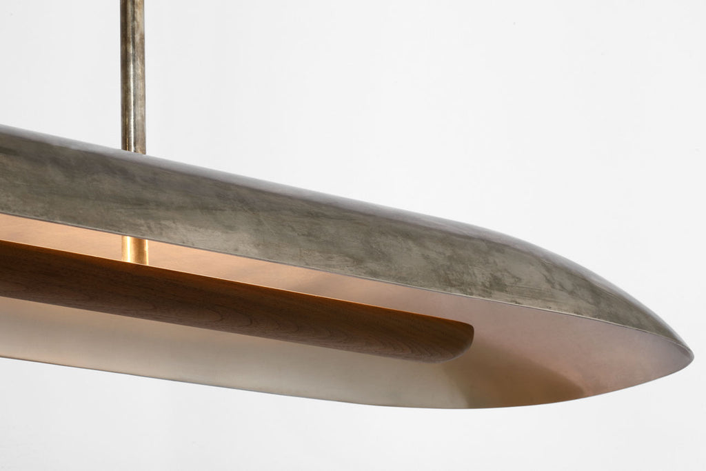 Remi 60" Linear Pendant | Mottled Pewter and Warm Walnut