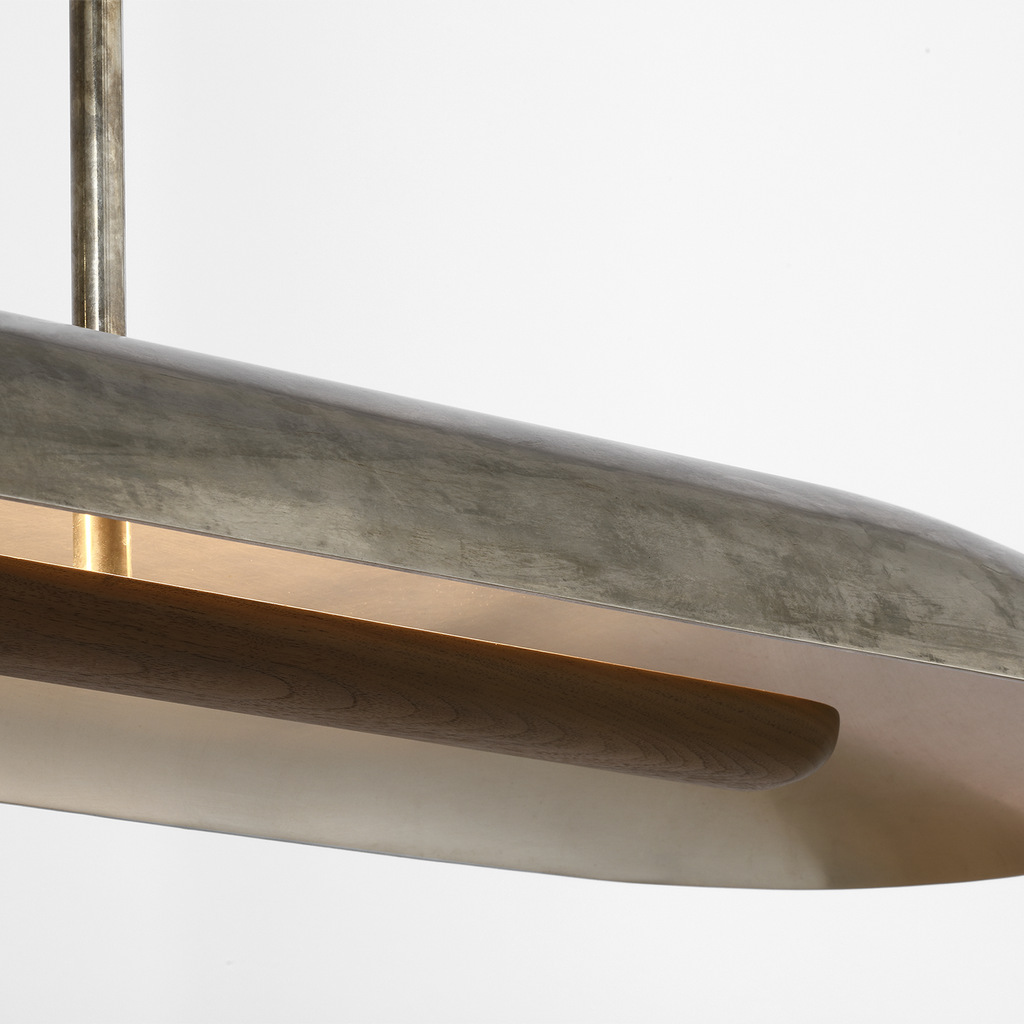 Remi 60" Linear Pendant | Mottled Pewter and Warm Walnut