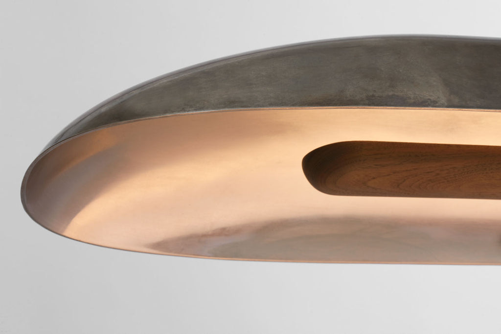 Remi 60" Linear Pendant | Mottled Pewter and Warm Walnut