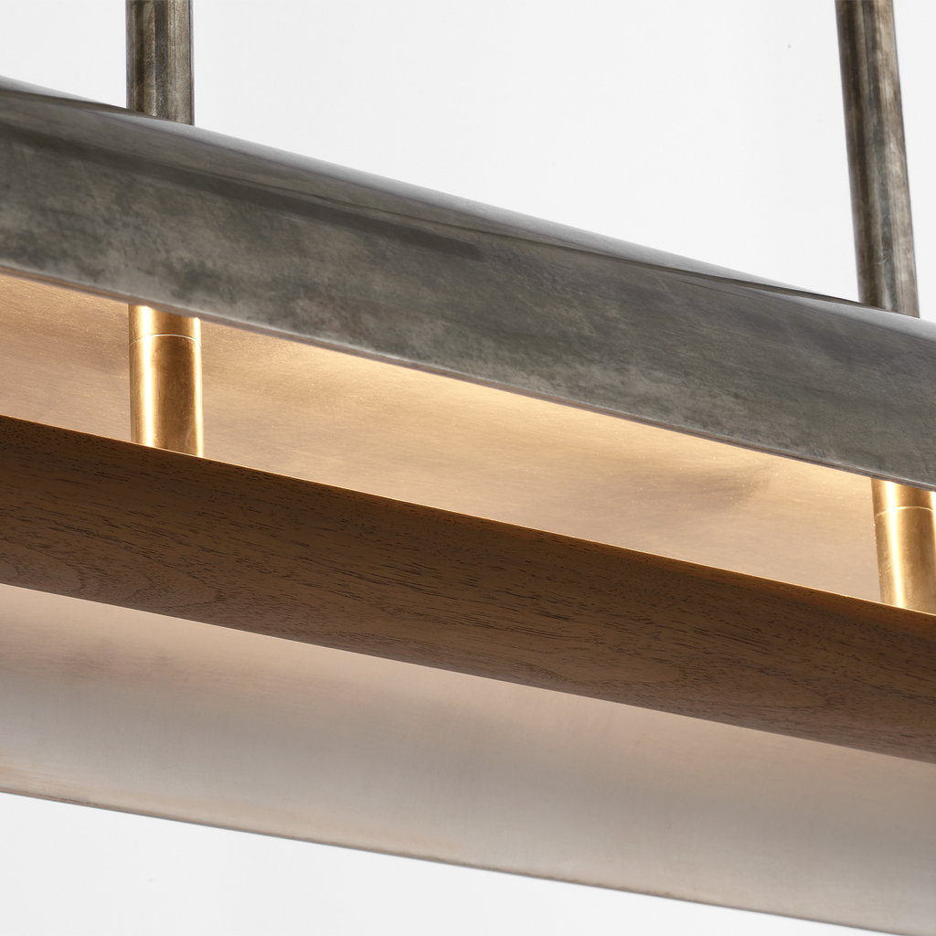 Remi 60" Linear Pendant | Mottled Pewter and Warm Walnut