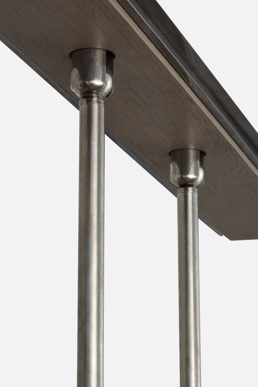 Remi 60" Linear Pendant | Mottled Pewter and Warm Walnut