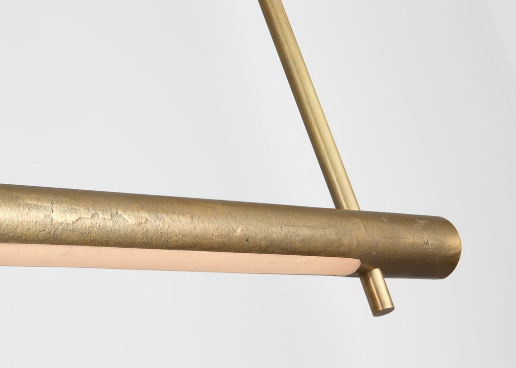 Stahl 60" Linear Chandelier | Museum Brass | Nova Frost Lens