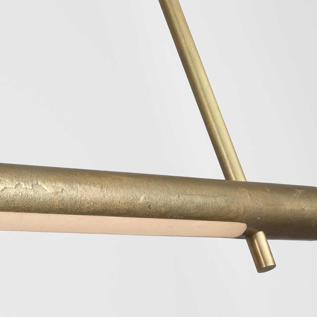 Stahl 60" Linear Chandelier | Museum Brass | Nova Frost Lens