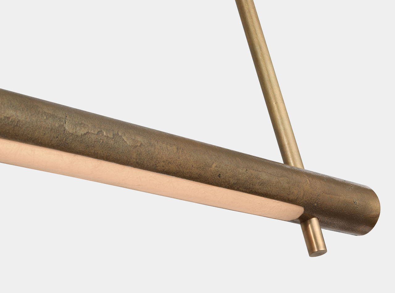 Stahl 60" Linear Chandelier | Museum Brass | Nova Frost Lens