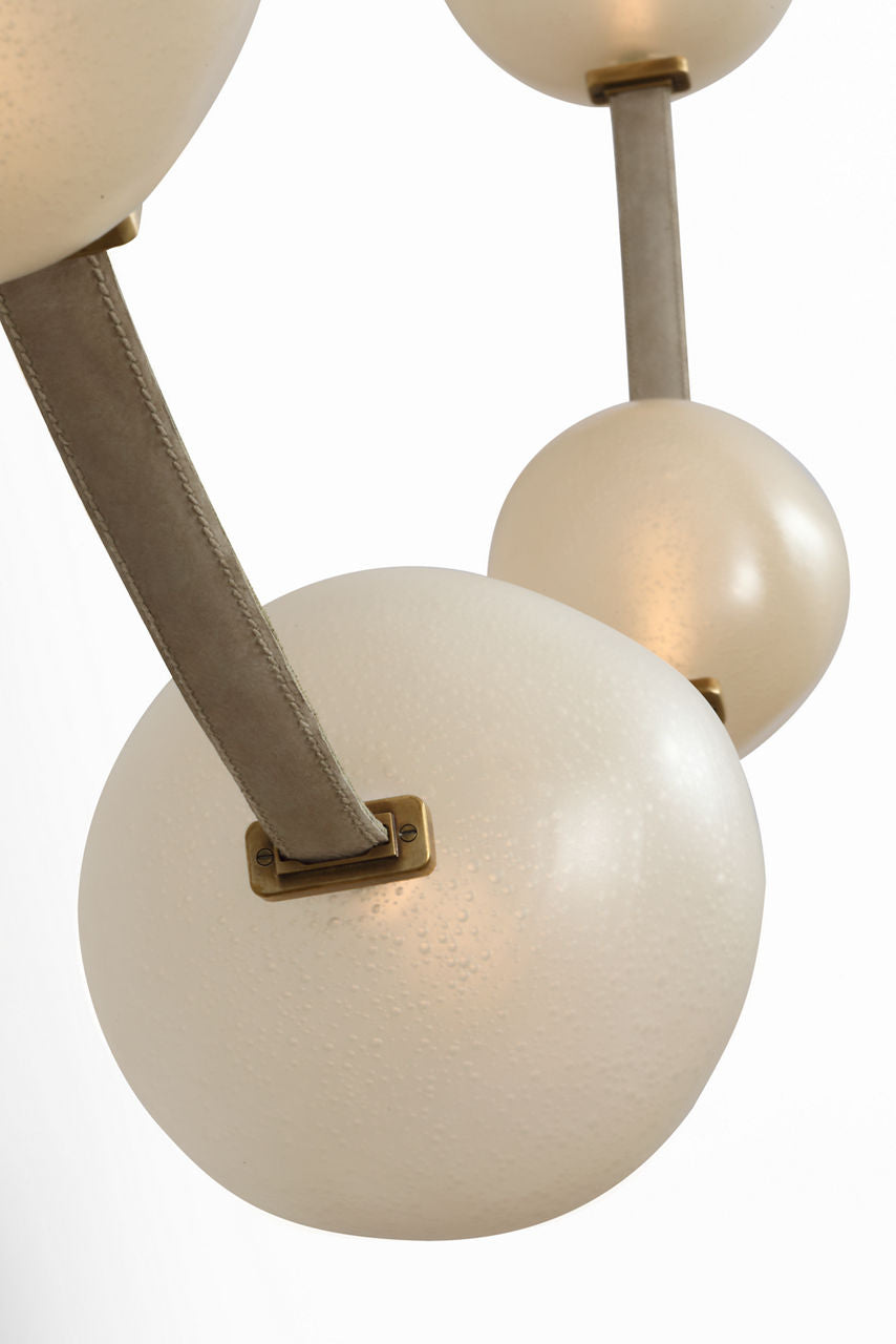 Dune Belted Light | Ash Suede and Mottled Brass | Fizzy Nude Glass