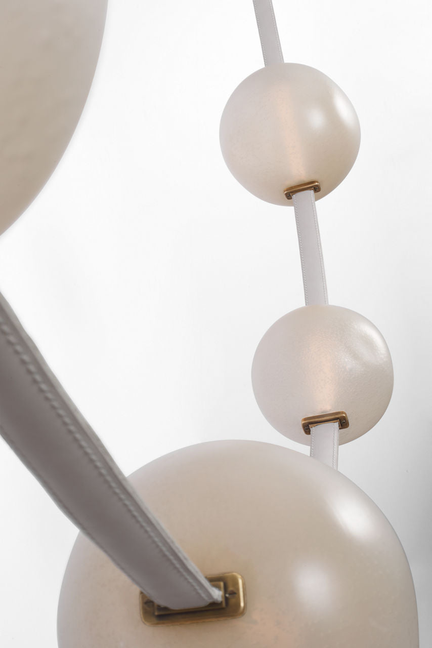 Dune Belted Light | Bone Suede and Mottled Brass | Fizzy Nude Glass