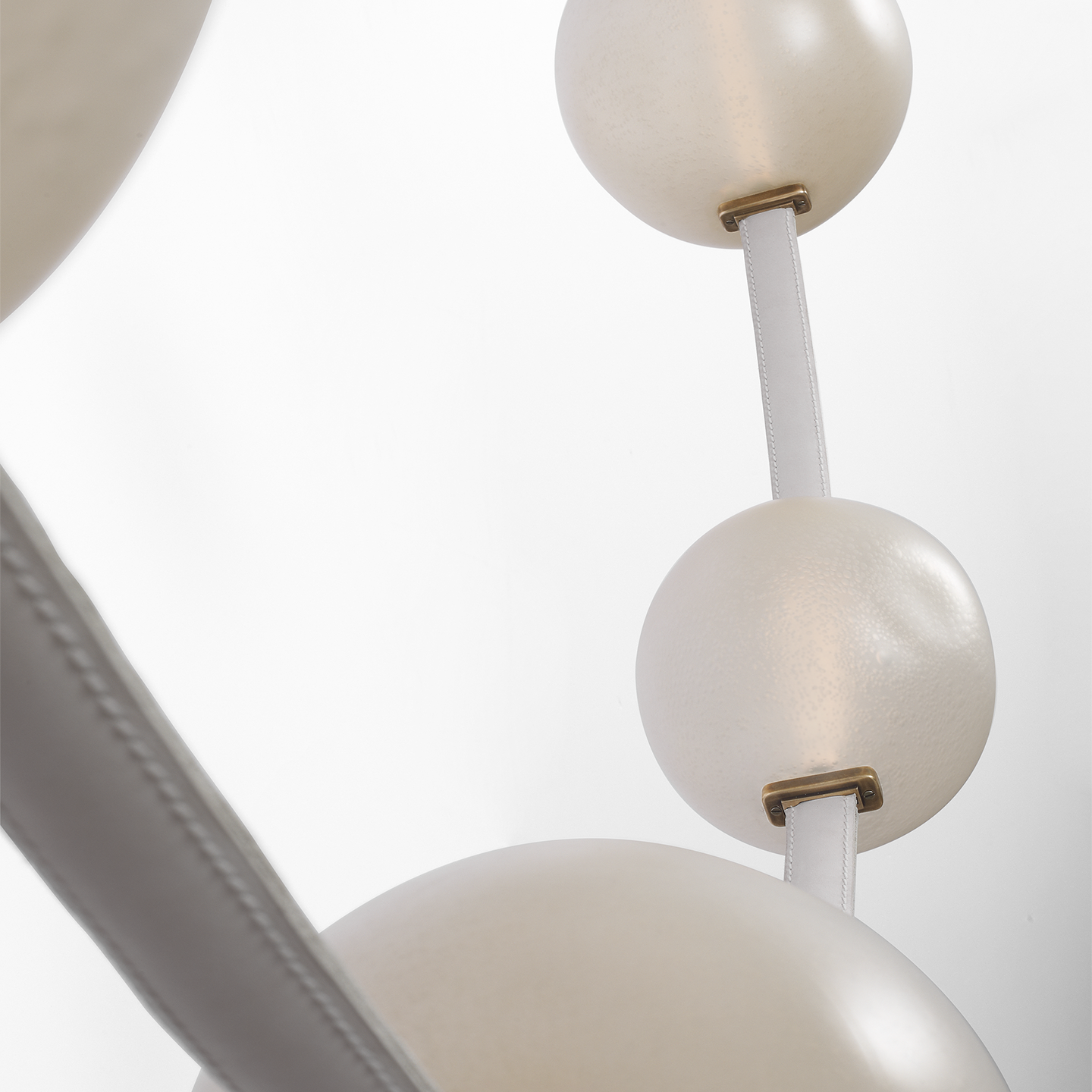 Dune Belted Light | Bone Suede and Mottled Brass | Fizzy Nude Glass