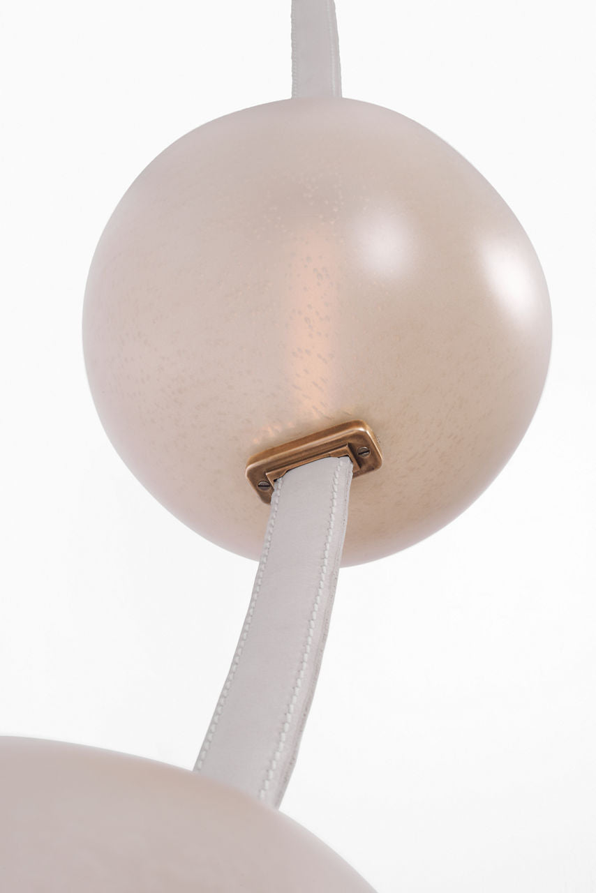 Dune Belted Light | Bone Suede and Mottled Brass | Fizzy Nude Glass