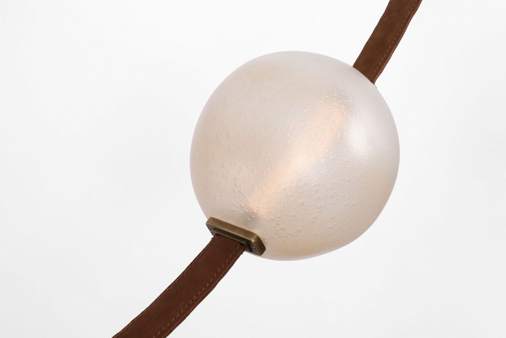 Dune Belted Light | Russet Suede and Mottled Brass | Fizzy Nude Glass