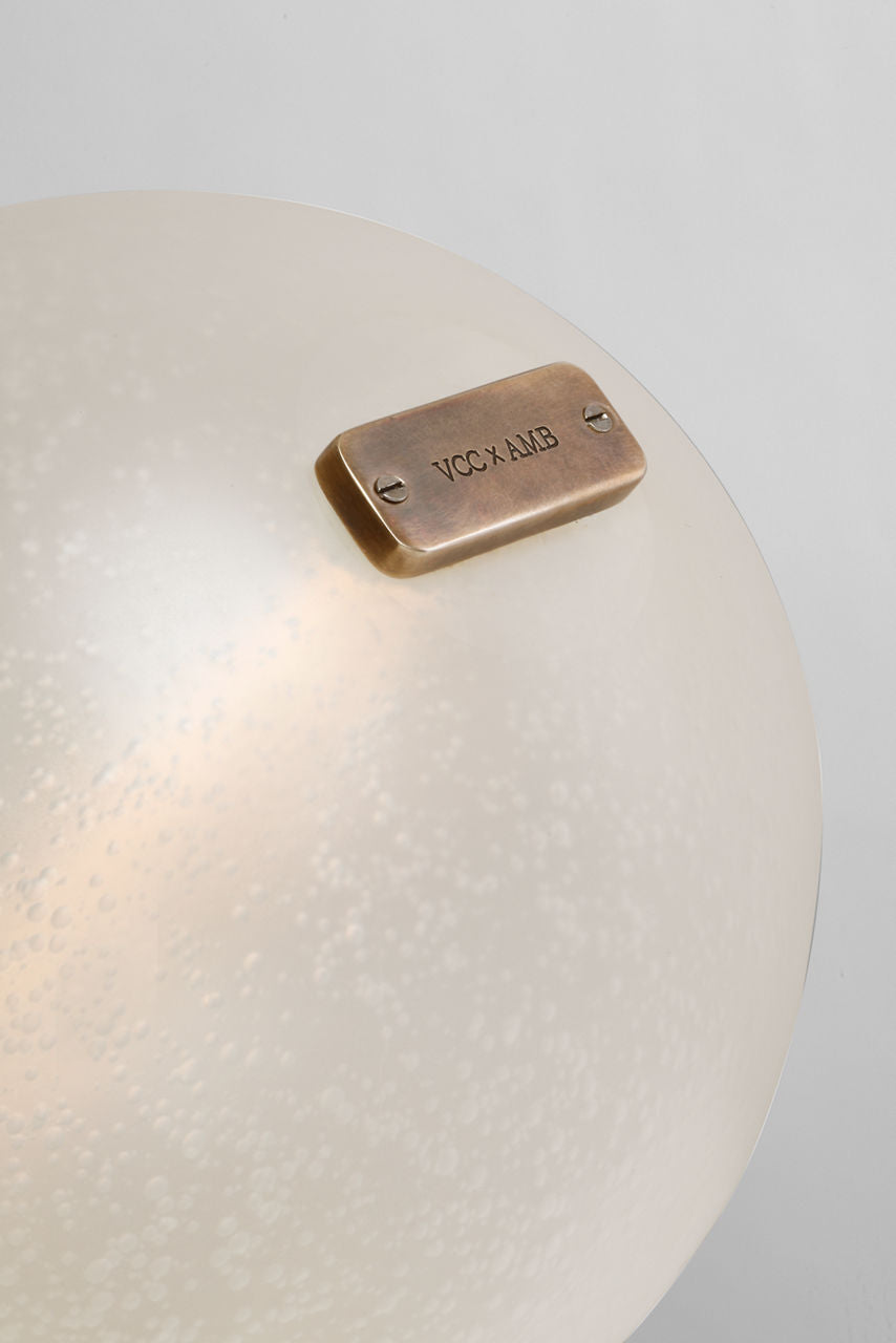 Dune Belted Light | Russet Suede and Mottled Brass | Fizzy Nude Glass