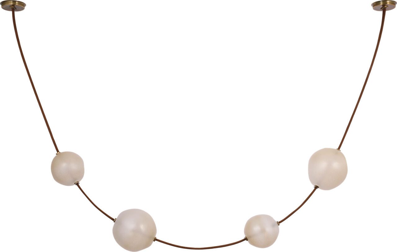 Dune Belted Light | Russet Suede and Mottled Brass | Fizzy Nude Glass