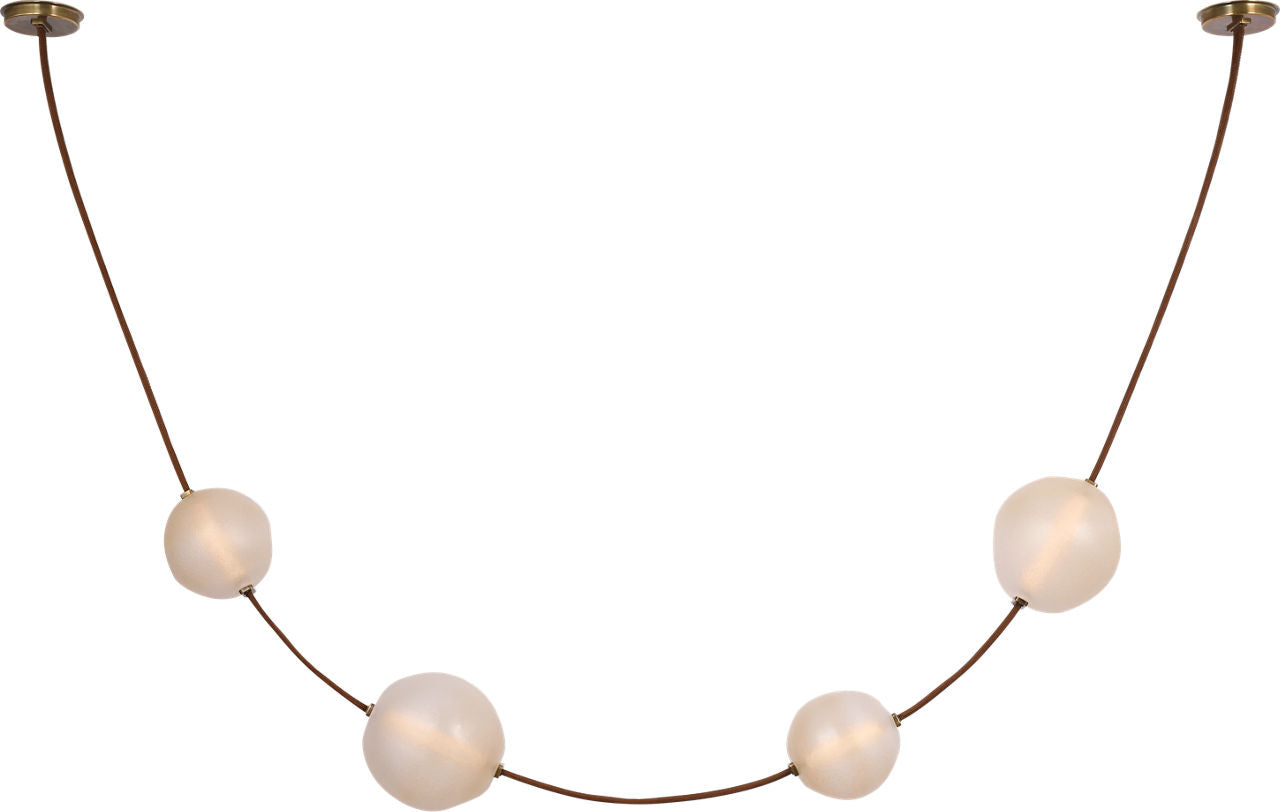 Dune Belted Light | Russet Suede and Mottled Brass | Fizzy Nude Glass