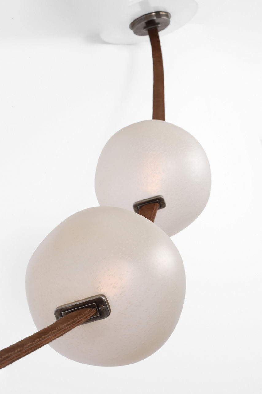 Dune Belted Light | Russet Suede and Mottled Pewter | Fizzy Nude Glass