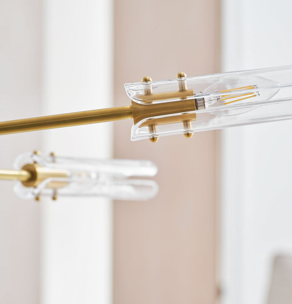 Casoria XL Radial Chandelier | Hand-Rubbed Antique Brass | Clear Glass