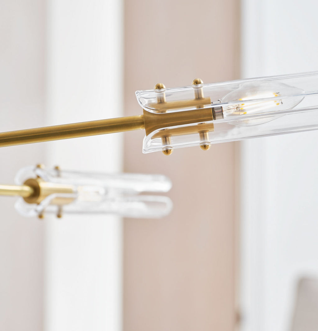 Casoria XL Radial Chandelier | Hand-Rubbed Antique Brass | Clear Glass