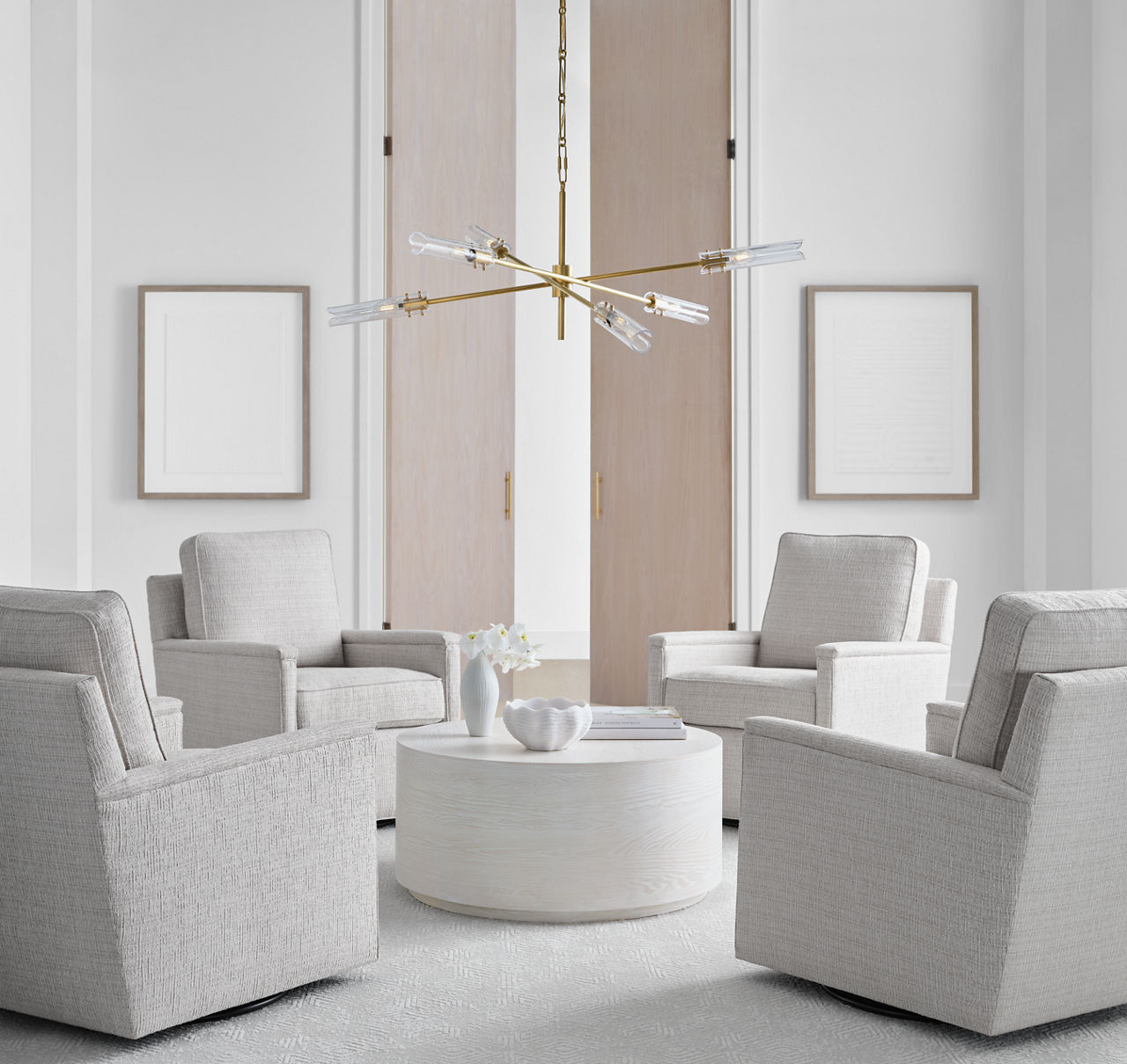 Casoria XL Radial Chandelier | Hand-Rubbed Antique Brass | Clear Glass