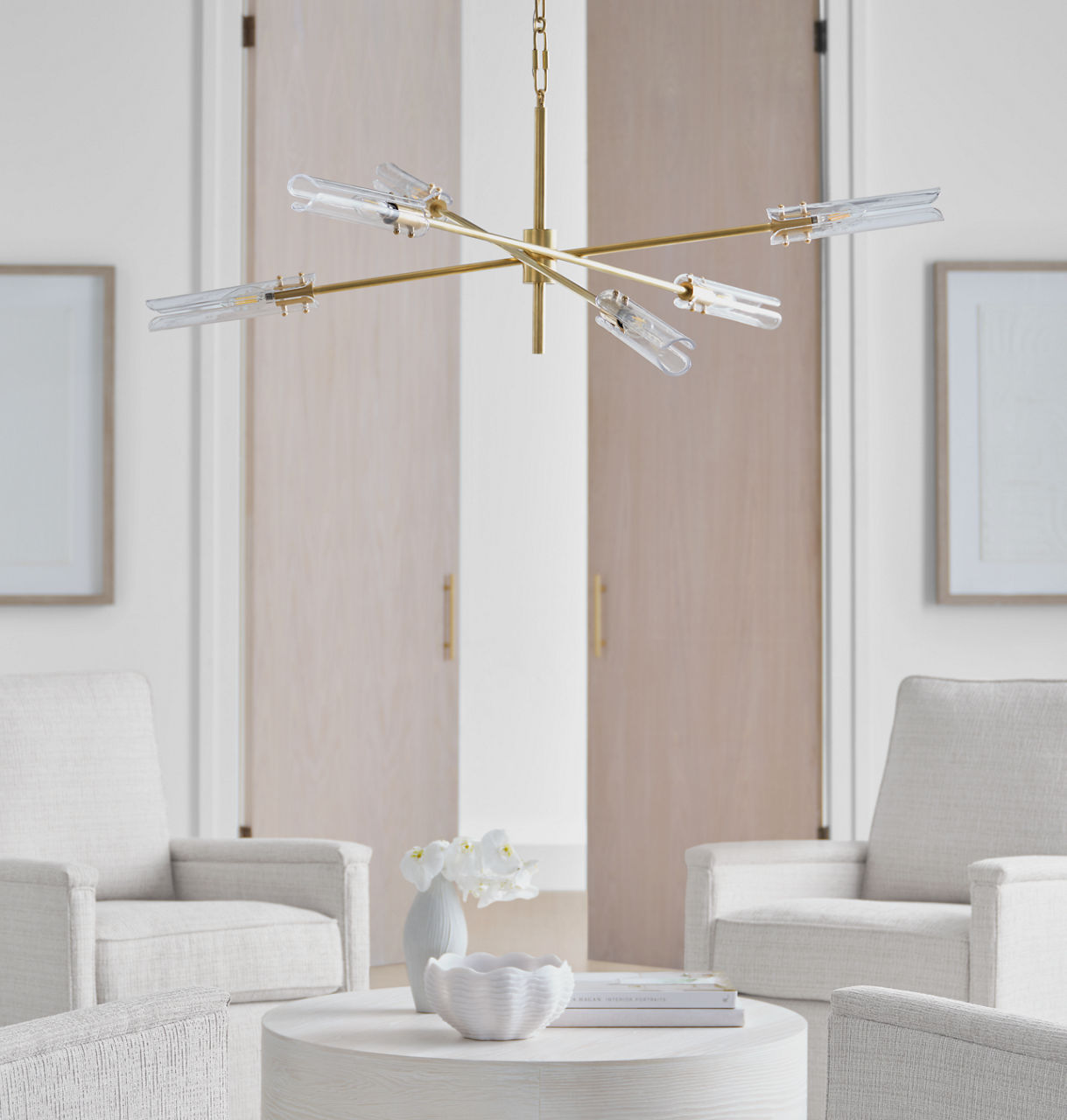 Casoria XL Radial Chandelier | Hand-Rubbed Antique Brass | Clear Glass