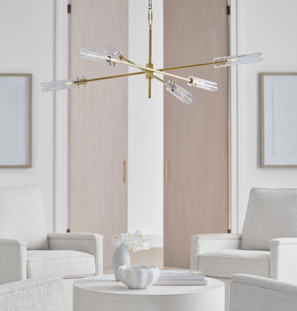 Casoria XL Radial Chandelier | Hand-Rubbed Antique Brass | Clear Glass