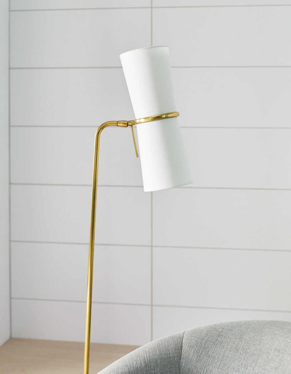 Clarkson Floor Lamp | Hand-Rubbed Antique Brass | Linen Shades