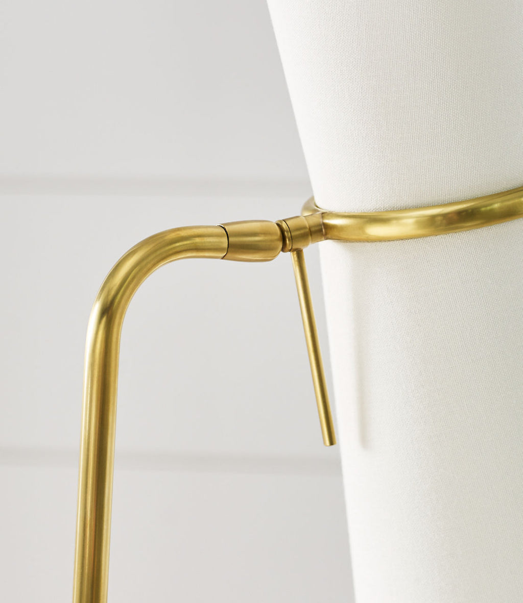 Clarkson Floor Lamp | Hand-Rubbed Antique Brass | Linen Shades