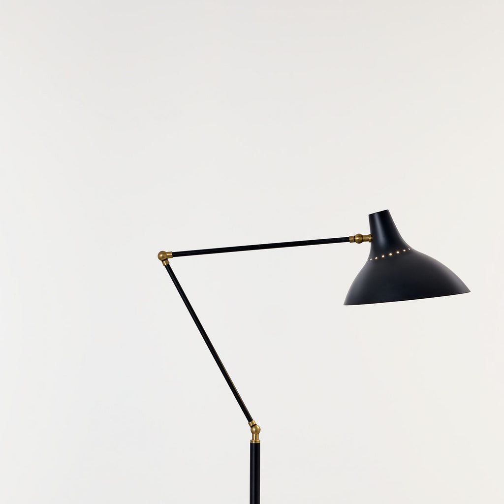 Charlton Floor Lamp | Black and Hand-Rubbed Antique Brass