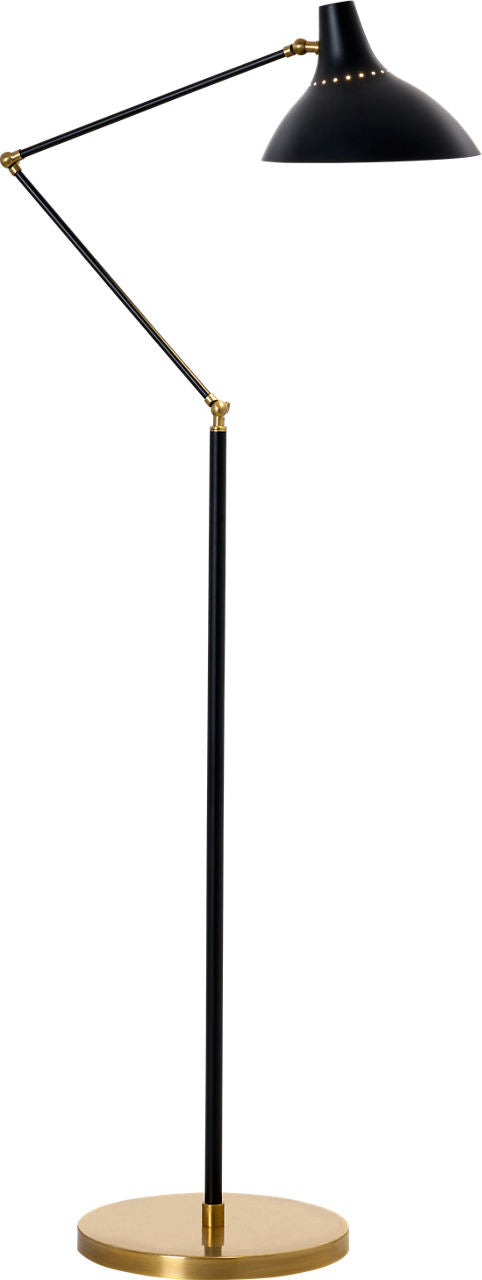 Charlton Floor Lamp | Black and Hand-Rubbed Antique Brass