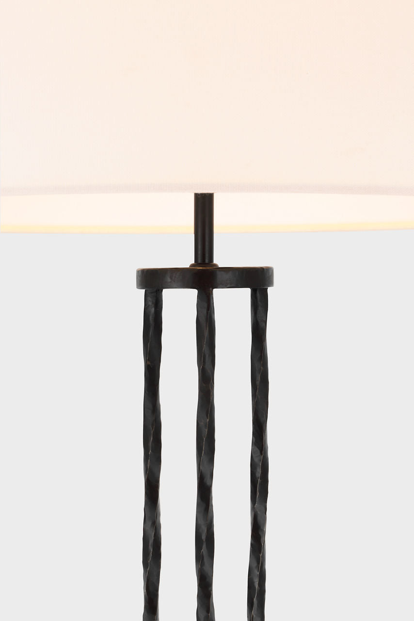 Shae 65" Sculpted Floor Lamp | Aged Iron | Linen Shade