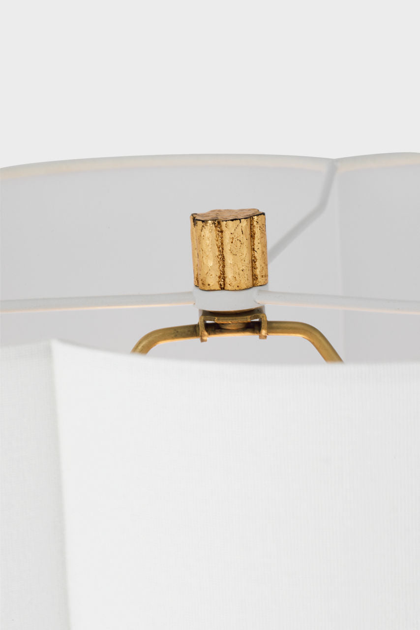 Shae 65" Sculpted Floor Lamp | Gilded Iron | Linen Scallop Shade