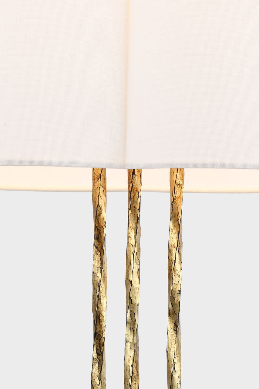 Shae 65" Sculpted Floor Lamp | Gilded Iron | Linen Scallop Shade