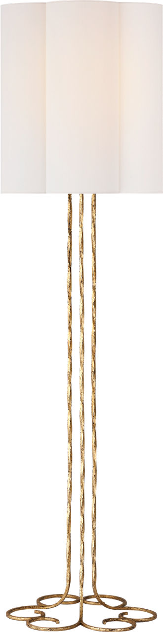 Shae 65" Sculpted Floor Lamp | Gilded Iron | Linen Scallop Shade