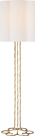 Shae 65" Sculpted Floor Lamp | Gilded Iron | Linen Scallop Shade