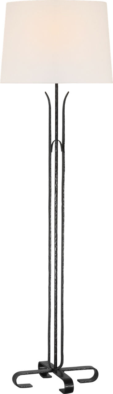 Olivette 63" Forged Floor Lamp | Aged Iron | Linen Shade