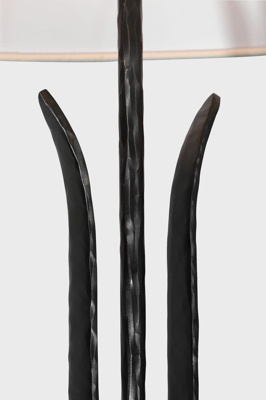 Olivette 63" Forged Floor Lamp | Aged Iron | Linen Shade