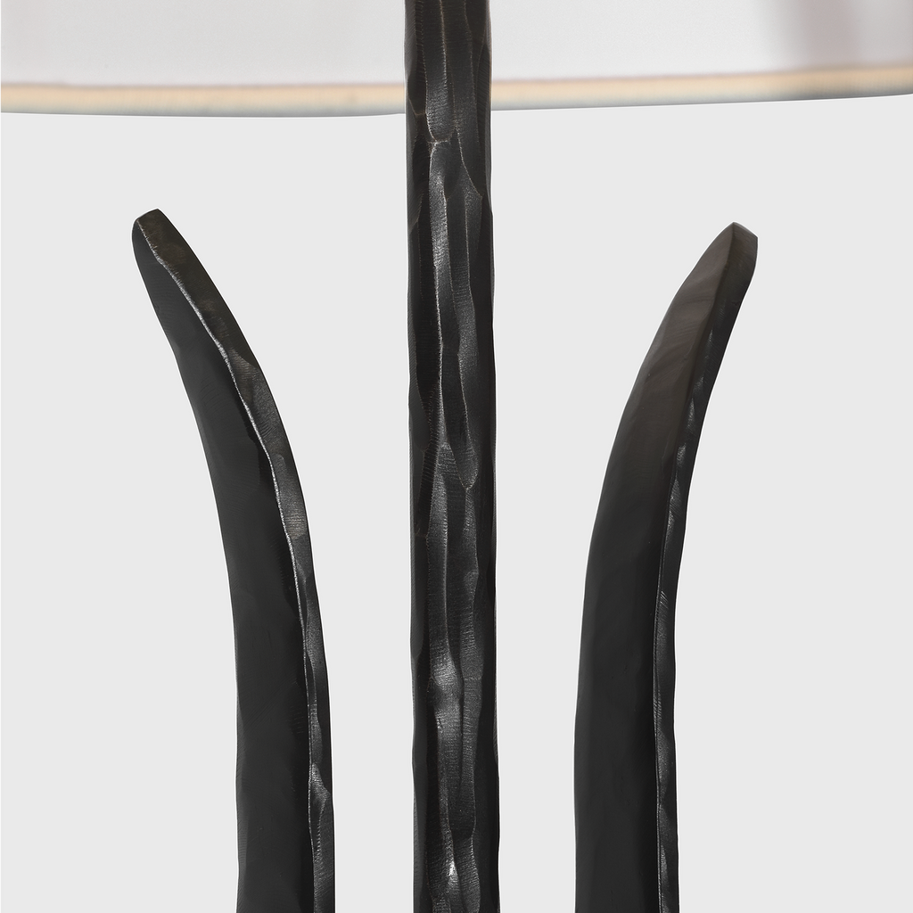 Olivette 63" Forged Floor Lamp | Aged Iron | Linen Shade