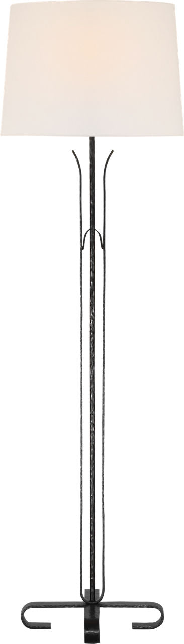 Olivette 63" Forged Floor Lamp | Aged Iron | Linen Shade