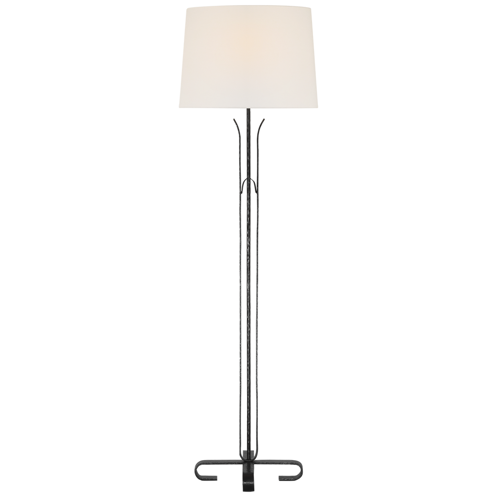 Olivette 63" Forged Floor Lamp | Aged Iron | Linen Shade