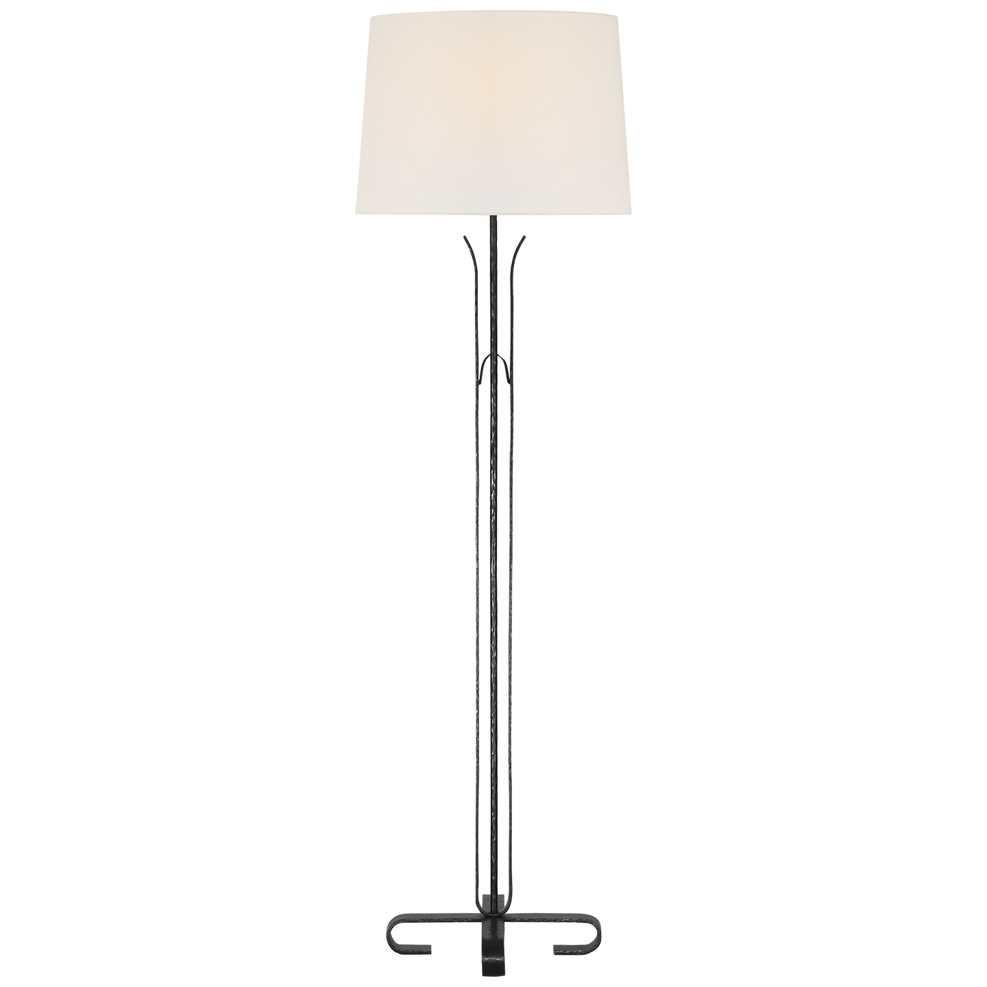 Olivette 63" Forged Floor Lamp | Aged Iron | Linen Shade