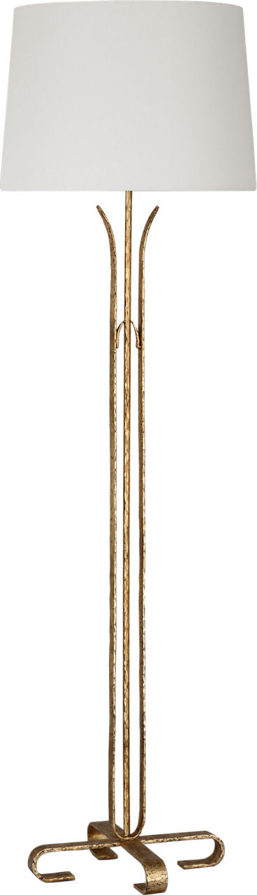 Olivette 63" Forged Floor Lamp | Gilded Iron | Linen Shade