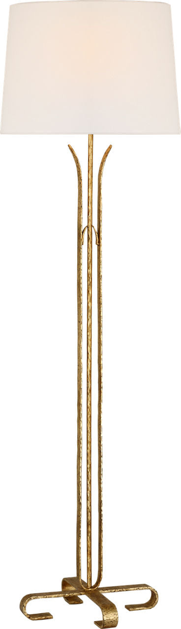 Olivette 63" Forged Floor Lamp | Gilded Iron | Linen Shade