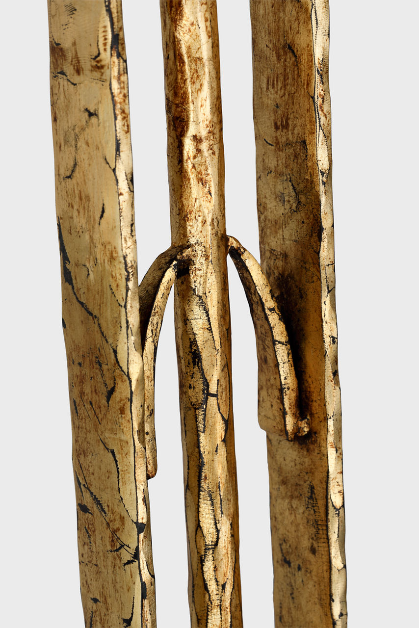 Olivette 63" Forged Floor Lamp | Gilded Iron | Linen Shade