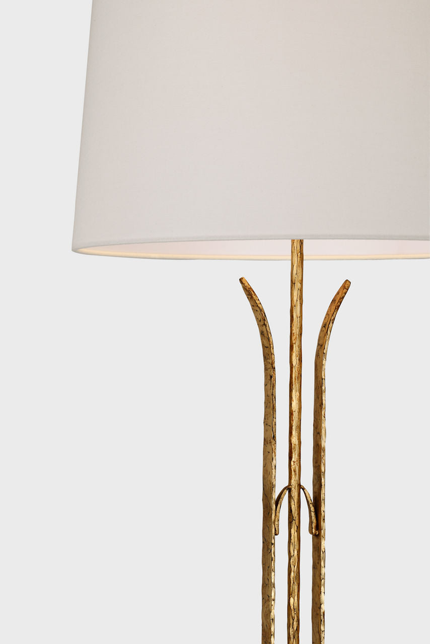 Olivette 63" Forged Floor Lamp | Gilded Iron | Linen Shade